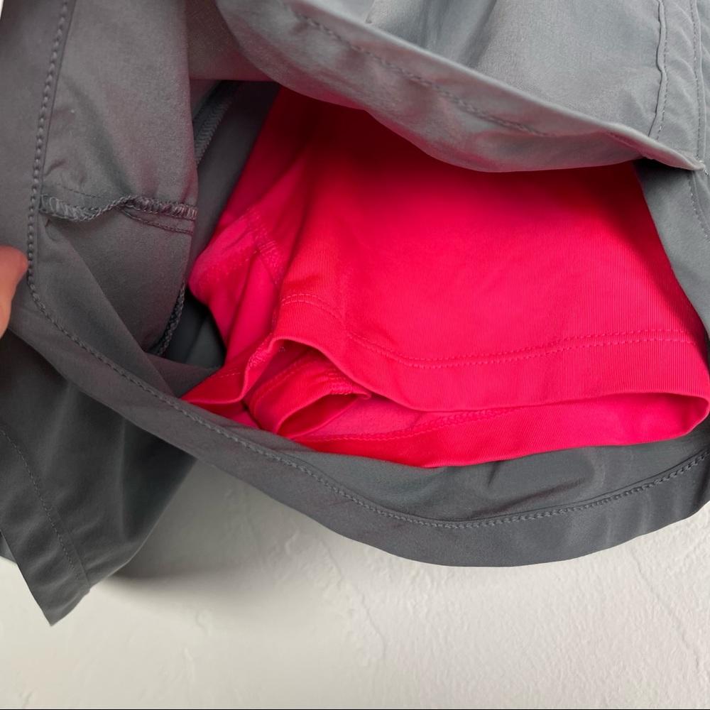 Nike Dri Fit 2-1 Running Shorts Gray Hot Pink Athletic - Picture 4 of 6